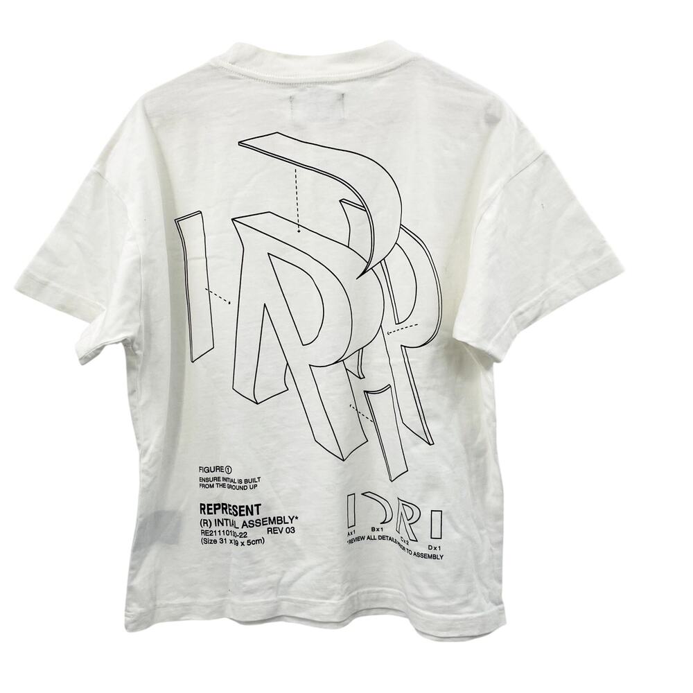 REPRESENT Initial Assembly Outline T-Shirt in Flat White